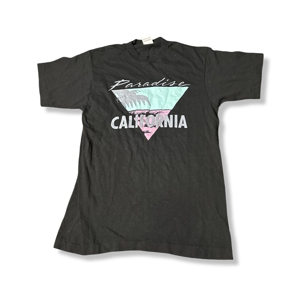 Vintage Paradise California Black Graphic T Shirt Size Medium 90s Made In USA